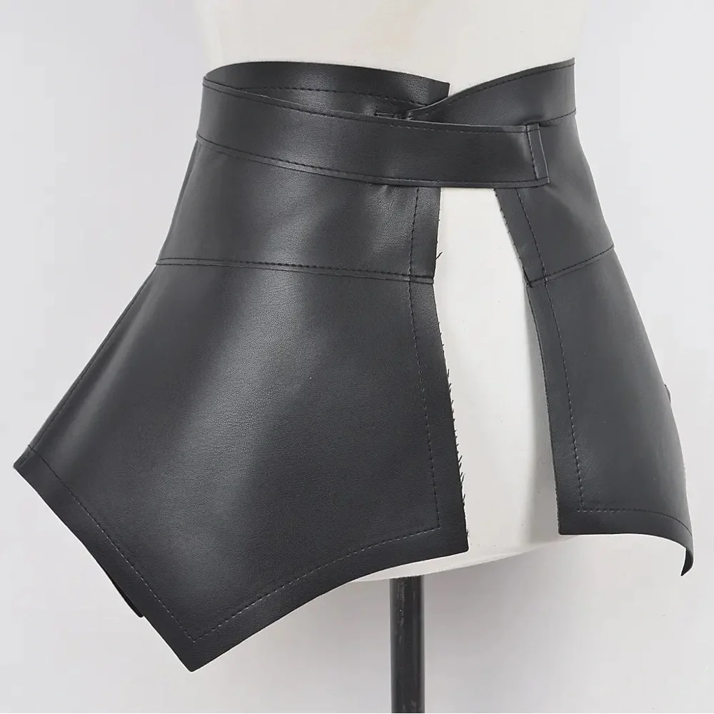 Camel Faux Leather Skirt Belt | Wide Waist Wrap Belt | Statement Bow Tie